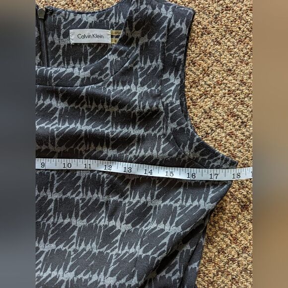 Calvin Klein elegant gray geometric pattern belted smart work dress size 8 - Picture 8 of 10